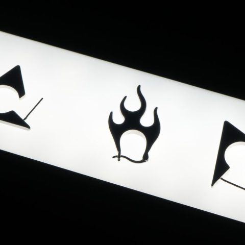 Flame and triangle charm ends