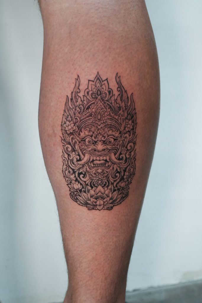 Balinese Barong tattoo by SAE Collective Studio in Uluwatu, Bali (02)